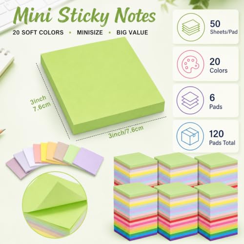 Image of Fainne 120 Pack Sticky Notes Bulk 3x3 Multicolor Self Stick,Mix Color