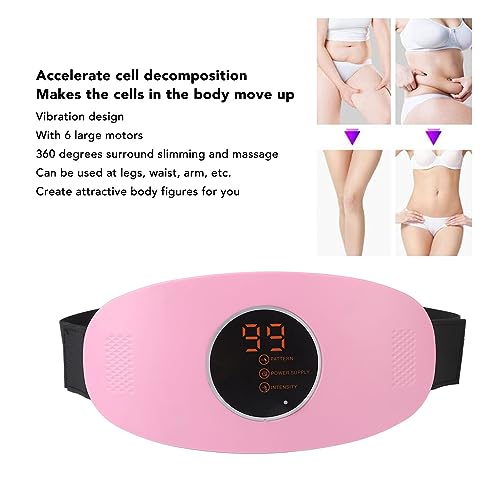 Fyearfly Massage Schlankheitsgürtel,Massagegürtel Bauchmassagegerät,Elektrischer Abnehmgürtel mit EMS Technologie & Wärme, 6 Motor Vibrations Slimming Machine für Bauch,Beine,Pink, Aufladbar