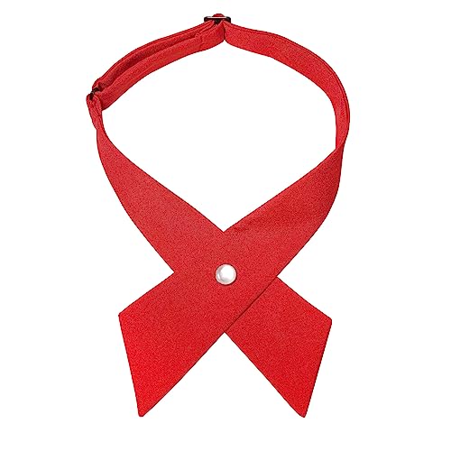 DAMAJI Adjustable Criss-Cross Bow Tie School Uniform Pre Tied Bows for Women Girls (Red)