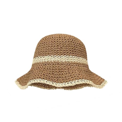 Chapeau de paille pliable style rural avec petite fleur déco