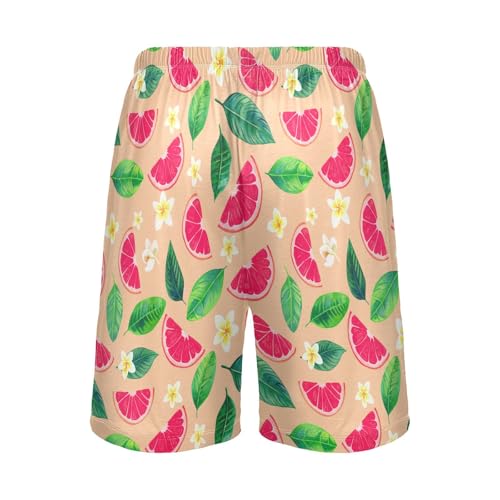 Men's Pajama Shorts Grapefruit Flowers Athletic Pajama Sleep Bottoms with Pockets 23019592