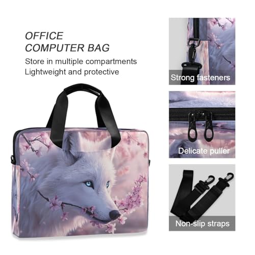 Wolf Tree Flower Cherry Blossoms 15.6 Inch Laptop Bag Briefcase for Business, Water-Resistant Computer Bag Fits 14-16 Inch Notebook for Men Women, Office Travel Work Backpack4
