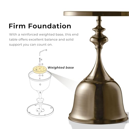 Homes: Inside + Out Halric Modern 24" Tall Round End Table with Decorated Tabletop and Iron Metal Base, Accent Furniture, Elegant Pedestal Stand for Living Room, Home Office, Antique Brass by HOMES: INSIDE + OUT - Image 6