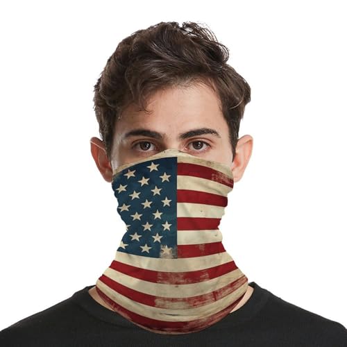 Mascarilla facial cuello transpirable a prueba de viento con diseño de bandera americana vintage USA para hombres y mujeres miniatura 3