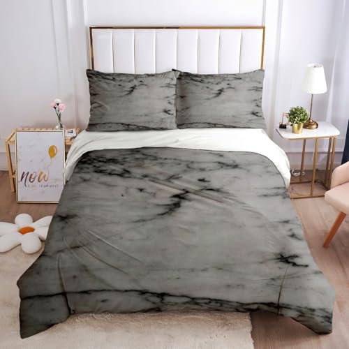 Ropa de cama de mármol gris en microfibra de lujo para cama 90 3