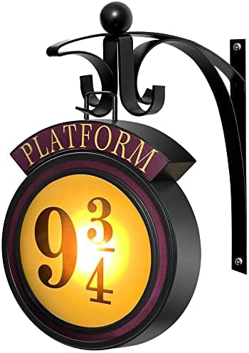 DONJIISO Platform 9 3/4 Night Light Hanging Room Decor Wall Lamp 9¾ Sign Decoration Wall Lights Gift for Fan Home Decoratives (Single Warm Color)