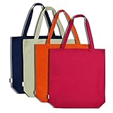 Augbunny 100% Cotton Canvas Shopping Tote Bag Grocery Bag 4-pack