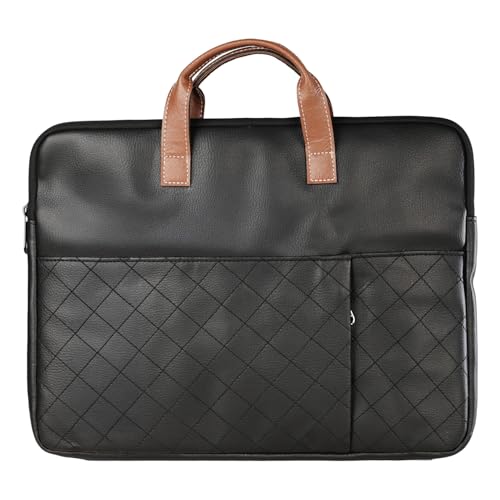 Image of Portronics Encase 104 Laptop Sleeve for 15.6 Inch Laptops, PU Leather Office Bag with Trolley Strap, Smart Inner Pocket, Comes with Handle & Accessory Pockets, Office Laptop Bag /Case /Cover (Black)