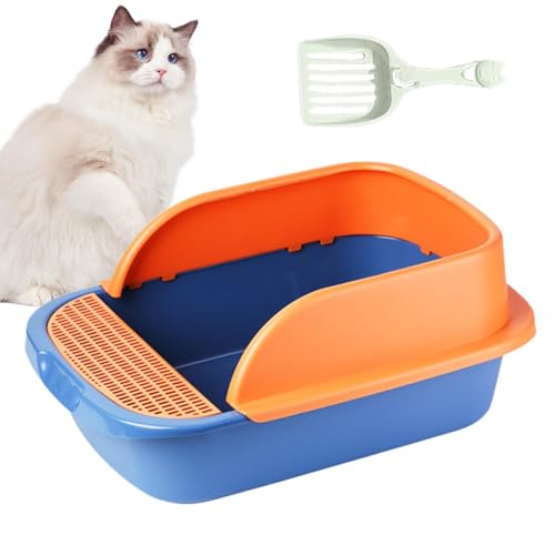 Caja de de pared alta – Caja de grande para gatos, antifugas, no pegajosa, protector de roturas, caja de para gatos con respaldo alto, incluye cuchara