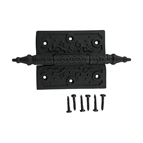 Renovators Supply Manufacturing Cabinet Hinge For Cabinet Door 3.5 In. Black Wrought Iron Butt Hinge Victorian Steeple Tip Rust Resistant Flush Mount Hinges With Hardware Pack Of 10 #TOP2