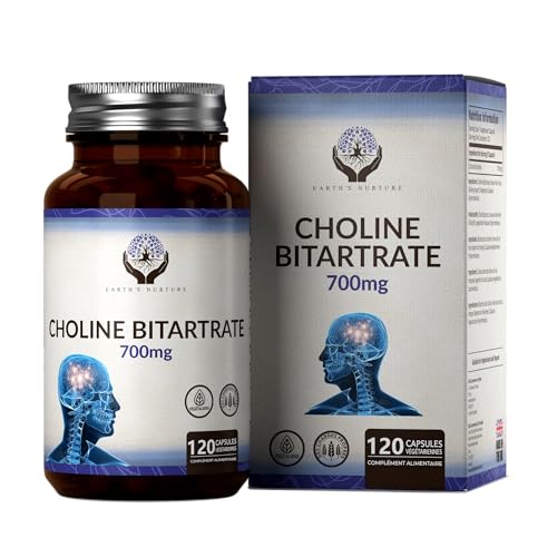 EN Choline | 120 Gelules de Choline Bitartrate Supplément - 700mg par Portion | Bitartrate de Coline | Sans OGM, Sans Gluten et Sans Allergène | Fabriqué au Royaume-Uni