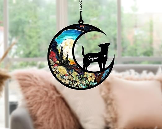Personalized Dog Memorial Suncatcher – Name & Breed, Rainbow Bridge Decor – Sympathy Gift