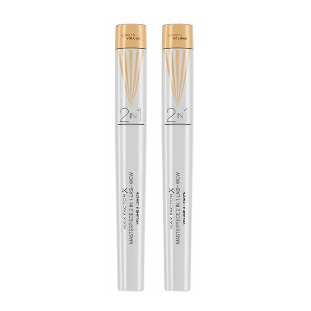 2 x Max Factor Masterpiece 2 in 1 Lash Wow Volume & Length Mascara 7ml - Black