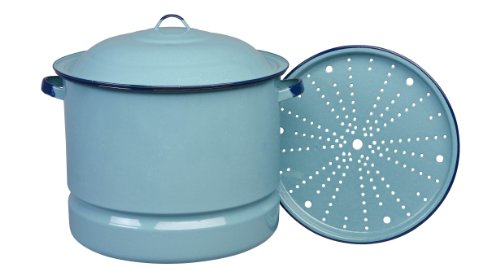 Cinsa Enamel on Steel 15-Quart Steamer Pot with Lid - Blue