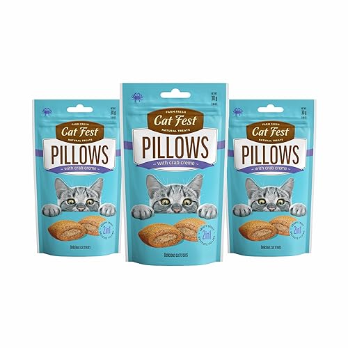 Image of BarkButler x Catfest Pillows with Crab Creamy Filling Cat Treat Combo Pack, 30g x 3 |Made with Natural Ingredients |0% Artificial Flavor, Colour or Preservatives|for All Cats & Kittens Breed