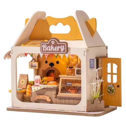 Wowood DIY Mini House Building Teddy Miniature Kit Breadbox, Miniverse Lifestyle Bookshelf Decoration, Cute Craft Kits for Women or Girls 14+, Kawaii Gifts Hobbies for Crafters (Teddy's Breadbox)