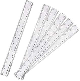 6 Pcs Plastic Ruler, Transparent Ruler Shatterproof Metric Rulers with Centimeters Straight Rulers for Students School Office (12 Inches, 30 cm)