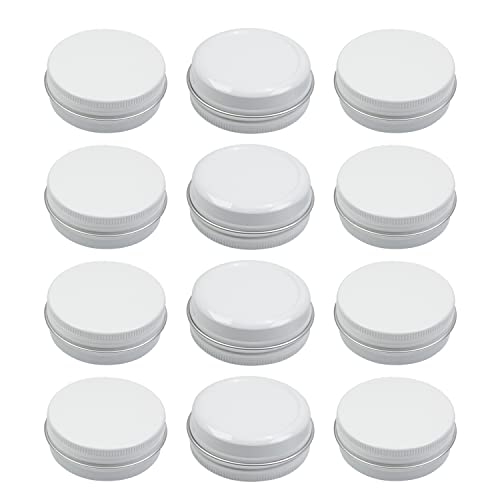 Image of Othmro 24Pcs 1oz Metal Round Tins Aluminum Tin Cans Jar Refillable Containers 30ml Tin Cans Tin Bottles Containers with Screw Lid for Salve Spices Lip Balm Tea Candies White 50x20mm