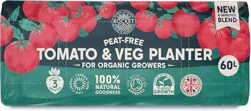 60L Peat-Free Tomato & Veg Planter, Peat-Free Multi-Purpose Compost, Premium Organic Grow Bag for Sustainable Gardening, Ideal for Tomatoes, Fruits & Vegetables