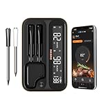 INKBIRD Wireless Bluetooth BBQ Thermometer INT-12-BW, Wire-Free Kitchen Meat Probe with 25 mins Fast Charging, Large Backlit LCD Screen Local Data Storage IP67 Waterproof for Cooking Grilling Smoking
