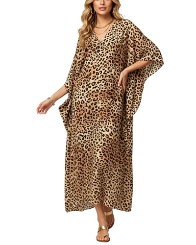 Women Moomoo Dress Long Kaftan Moo Moos Nightgown Muumuu Plus Size Caftan Mumus Not Cotton Hawaiian Clothes Beach Outfit Cheetah Leopard African Dashiki Swimsuit Coverup Swimwear Bathing Suit Cover Up