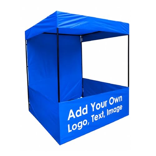 Image of Canopy Tent Portable Waterproof Demo Booth Canopy Stall 6x6x7 Ft for Outdoor Advertising, Marketing Stall, Exhibitions - UV Protection Portable Tent, Heavy-Duty with Carry Bag (6x6x7, Blue)