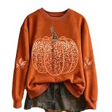 XovLAHzY Halloween Sweatshirts For Women Trendy Crewneck Cute Graphic Tops
