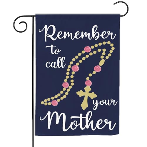 VOTANTA (12"x18") Remember to Call Your Mother Garden Flag Pray the Rosary Blessed Mother Mary Catholic Church Gifts Outdoor Sign Yard House Patio Decorations Welcome Garden Flag Double Sided