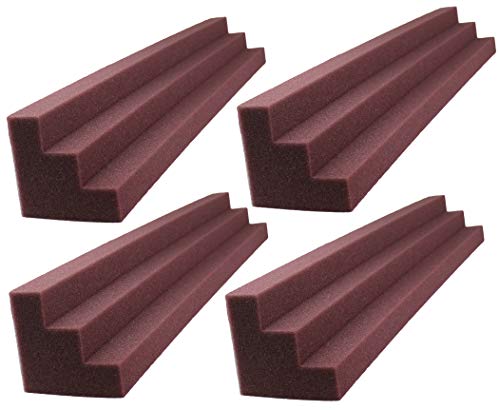 Foamily Burgundy XL Column Acoustic Wedge Studio Foam Corner Block Finish Corner Wall in Studios or Home Theater (4 Pack)
