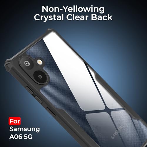 Image of A rtistque Clear Hard Transparent Acrylic Armor Back Cover Case Compatible with Samsung Galaxy A06 5G | Anti-Drop Shockproof TPU Edge | Stylish Design | Samsung A06 5G Back Cover & Case - Black
