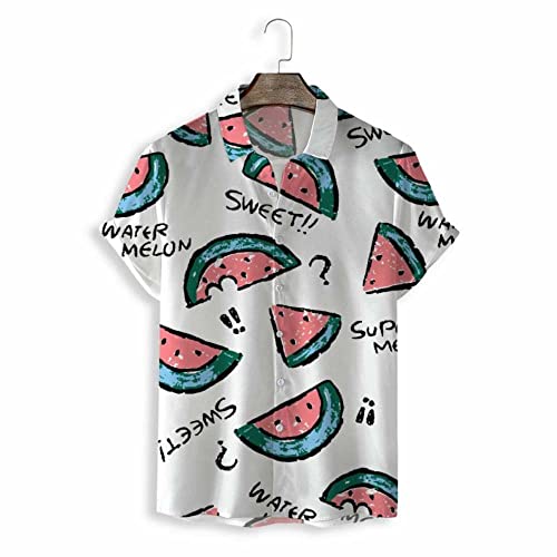 Chemise de plage boutonnée motif pastèque peint une finition soignée pour l'été