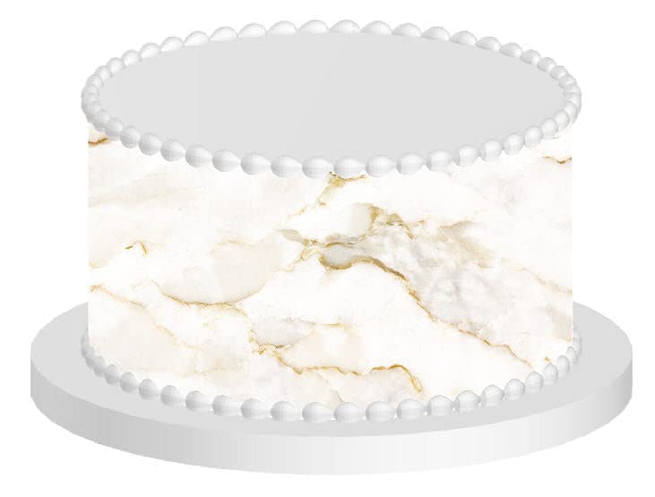White and Gold Marble Tall Cake Decoration Wrap