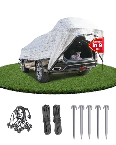 Ezcasch Aluminet Shade Cloth 3x4m 85% Reflective Aluminum Sunshade Net with Grommets Sun Block Sun Fabric Sunscreen Fabric for Car Pet Garden Patio Greenhouse includes Elastic Cords
