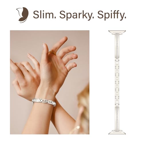 Missair Compatible for Apple Watch Straps 40mm 38mm 41mm 44mm 42mm 45mm 46mm 49mm for Women Slim Metal Jewelry Bracelet with Bling Diamond for iWatch SE Series 11 10 9 8 7 6 5 4 3 2 1 (Only strap) - Image 3