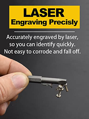 Rocaris 6 Pcs 1/4 Inch Hex Shank Long Magnetic Square Head Screwdriver Bits Set Power Tools Sq1, Sq2, Sq2.7, Sq3, Sq4, Sq5 For Poket Hole Jig- 2 Inch Length #TOP3