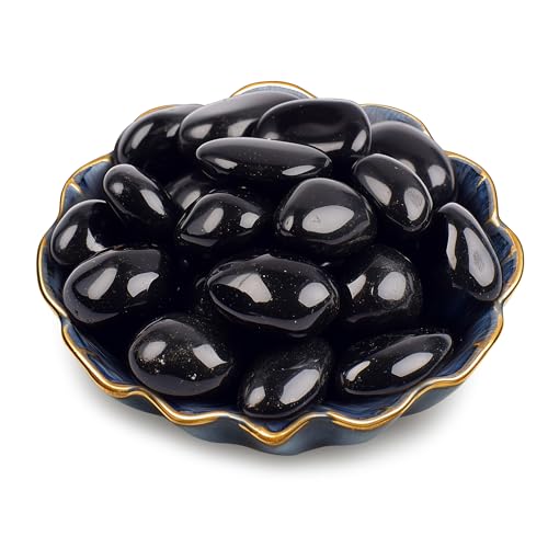 Image of Polished Stone Set Obsidian Crystals, 0.8 inch 10-14 Pieces Handpicked Tumbled Gemstones Rocks, Pebbles for Reiki, Chakra, Healing, Home Decor