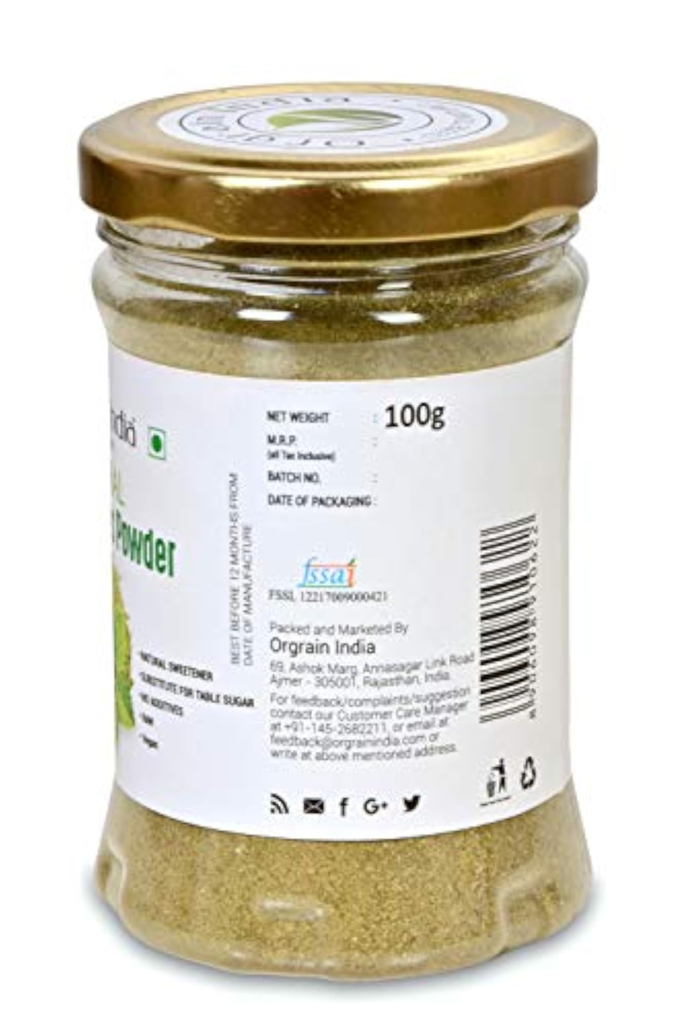 Pure Stevia Leaves Powder, 100g