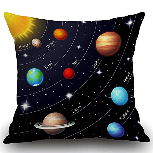 Swono Throw Pillow Cover Outer Space Solar System Decorative Pillow Cases Home Decor Square 18X18 Inches Pillowcases #TOP23