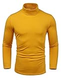 LecGee Men's Slim Fit Basic Thermal Turtleneck T Shirt Long Sleeve Casual Pullover Shirts Yellow