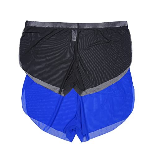 Men's Mesh Boxers Underwear Split Side Bodybuilding Shorts
