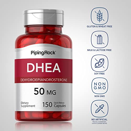 Piping Rock DHEA 50 mg | 150 Capsules | for Men and Women | Dehydroepiandrosterone Supplement | Non-GMO, Gluten Free