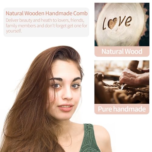 Beecarolx BC-MC-003 Wooden Scalp Massager Comb - Natural Sandalwood Wide Tooth Gua Sha Comb - Manual Head Scalp Massage Tool For Eye Nose Facial Neck Back Hand Foot And Legs thumb #7