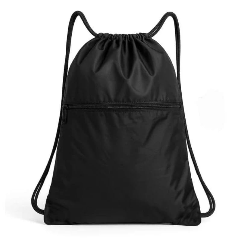 Mochila Saco de Academia - Nylon Resistente, Fecho com Cordão, Bolso Frontal com Zíper