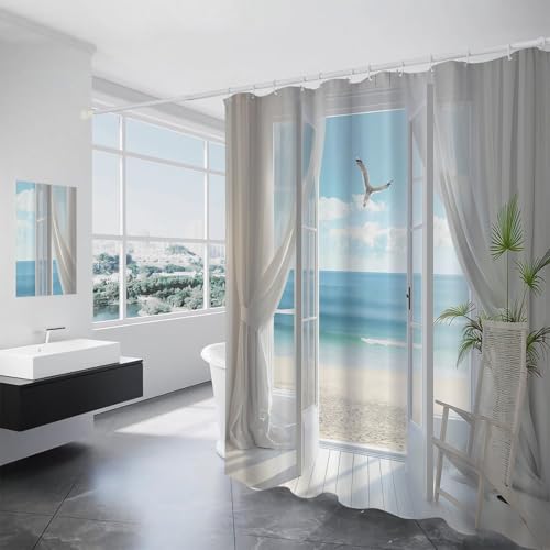 Rideau de douche 180 x 180 cm lavable avec 12 crochets inclus pour salle de bain