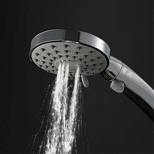 Alcachofa de ducha de alta presión cromada con manguera de acero para baño 6