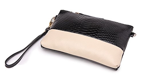 Women's Leather Evening Party Small Handbag Shoulder Bag With Golden Chain Strap (Black) #TOP3