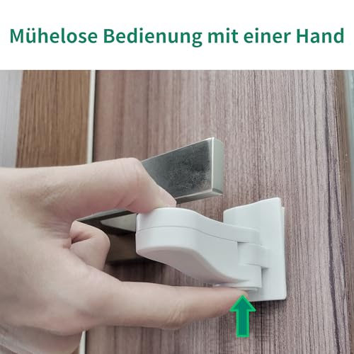 Moonybaby 4 Stück Vielseitige Kindersicherung für Türklinken, Türgriff Sicherheitshebel, Kindersicherung Tür, Kein Werkzeug, Einfache Bedienung (Weiße) (Door