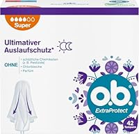 o.b. ExtraProtect Super, Tampons für starke Tage mit Dynamic Fit Technologie und extra Schutzflügeln, für ultimativen Auslaufschutz* (1 x 42 Stück)