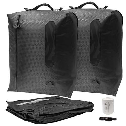 ZPO Travel Vacuum Bags with Pump, IP68 Waterproof Reusable Vacuum Compression Travel Bag with Transparent Window, Airless Vacuum Kit for Clothes, Backpacks & Suitcases(2 PC+PUMP)