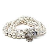 The Eternity Bracelet in Silver, Handmade Sterling Silver Beaded Stackable Bracelet with XO Charm, W